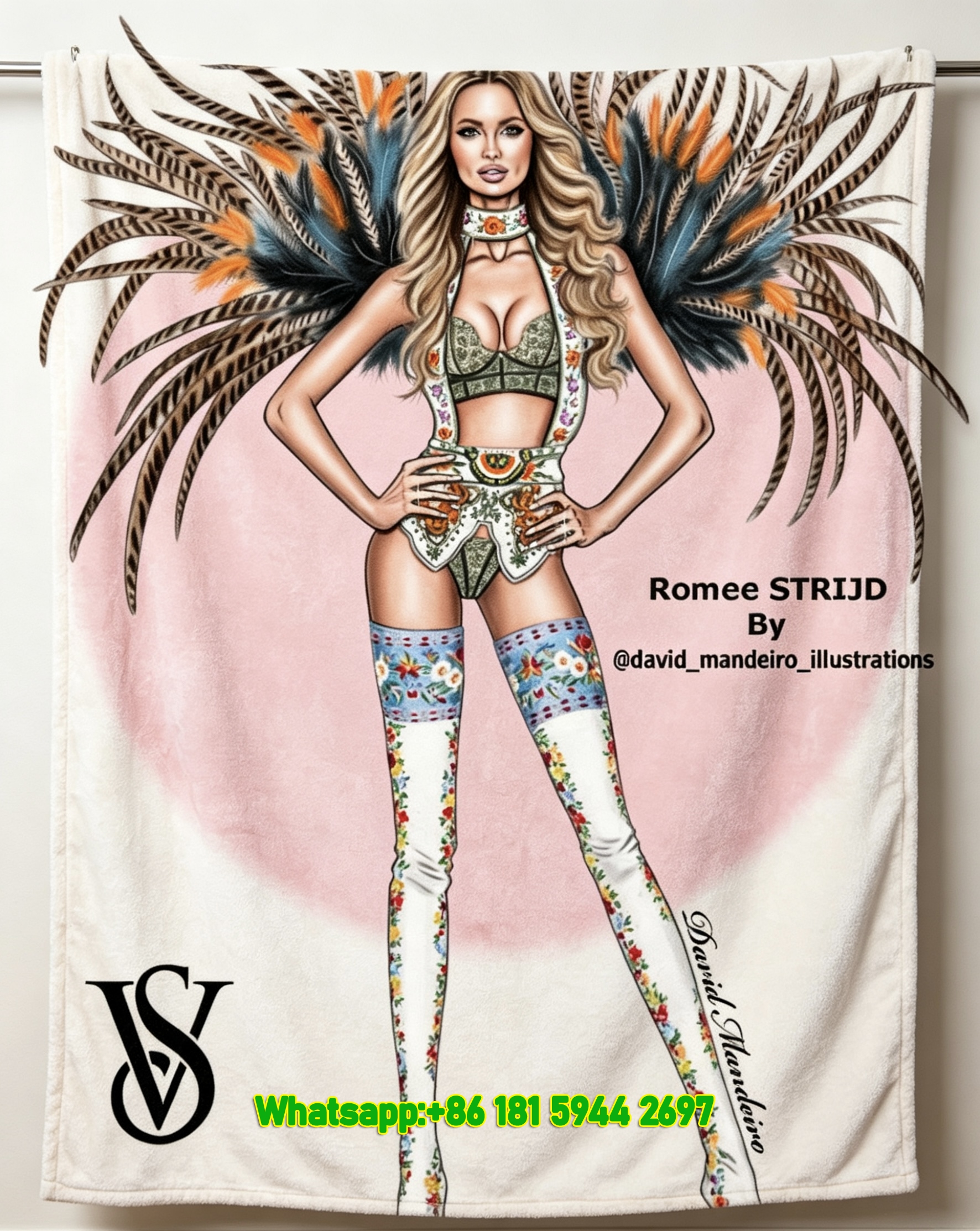 Victoria's Secret Romee Strijd Fleece Throw Blanket V110